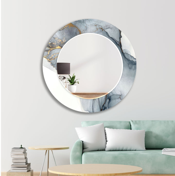 Gray and White Marble Wall Mirror Dining Room Wall Mirror
