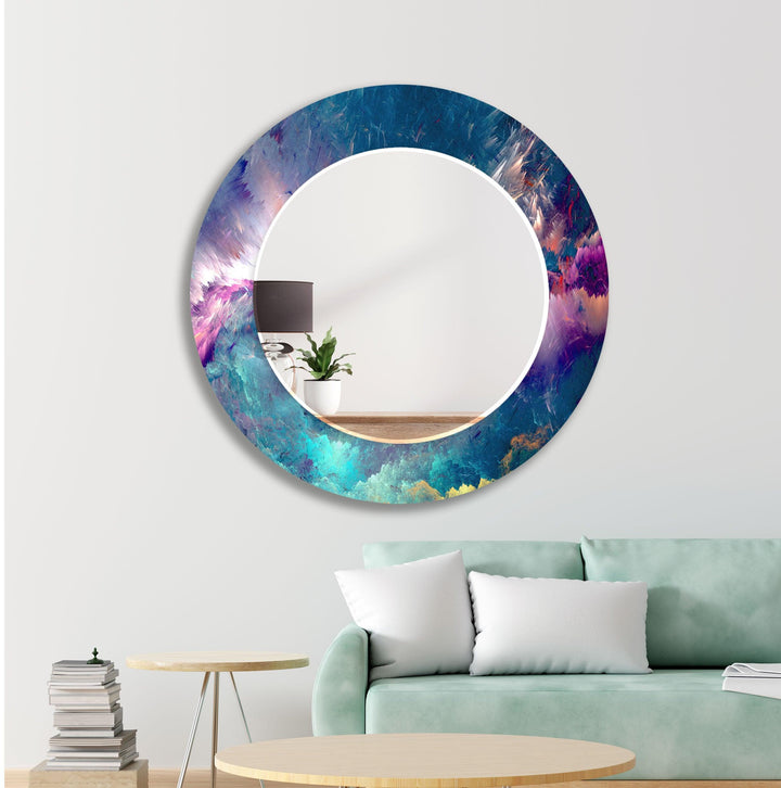 Blue & Purple Lightning Wall Mirror Black Wall Mirror
