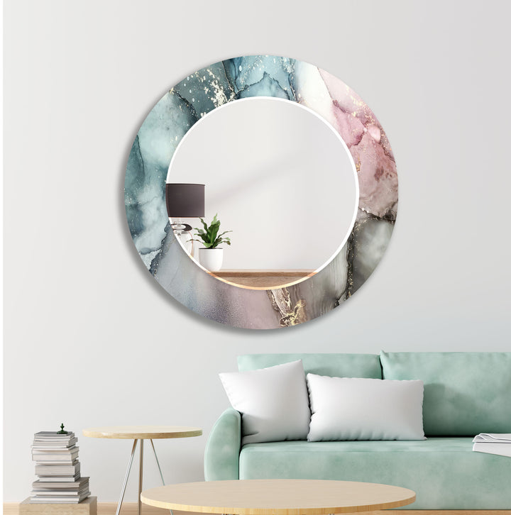 Light Grey & Pink Wall Mirrors Stained Glass Mirror
