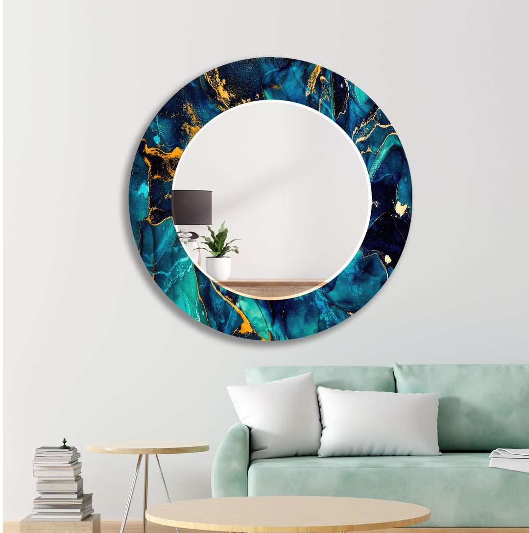 Turquoise Gold Marble Wall Mirror Gold Wall Mirror
