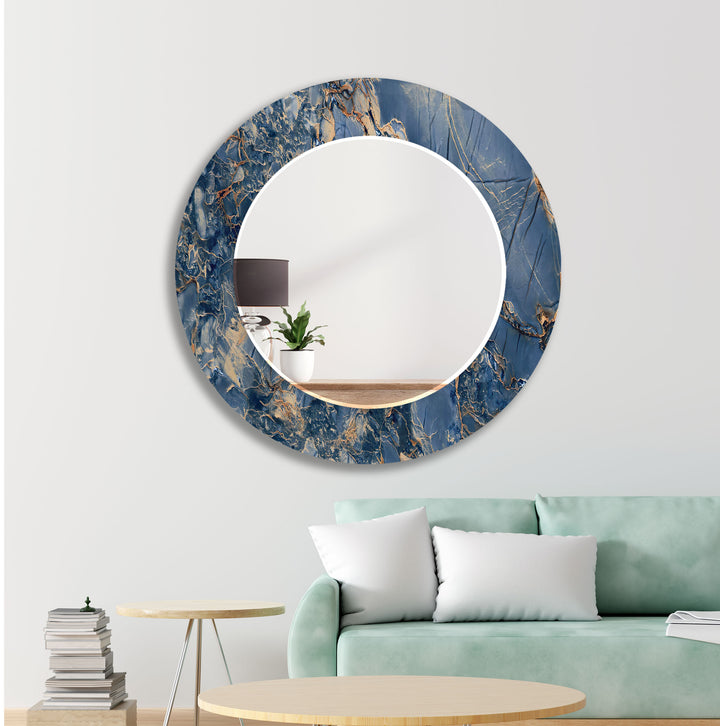 Navy Blue Ceramic Wall Mirror Gold Wall Mirror
