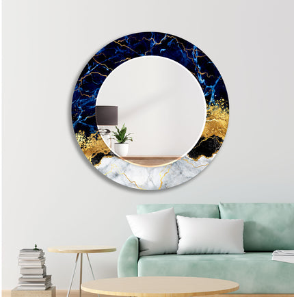 Abstract Tempered Glass Wall Mirror