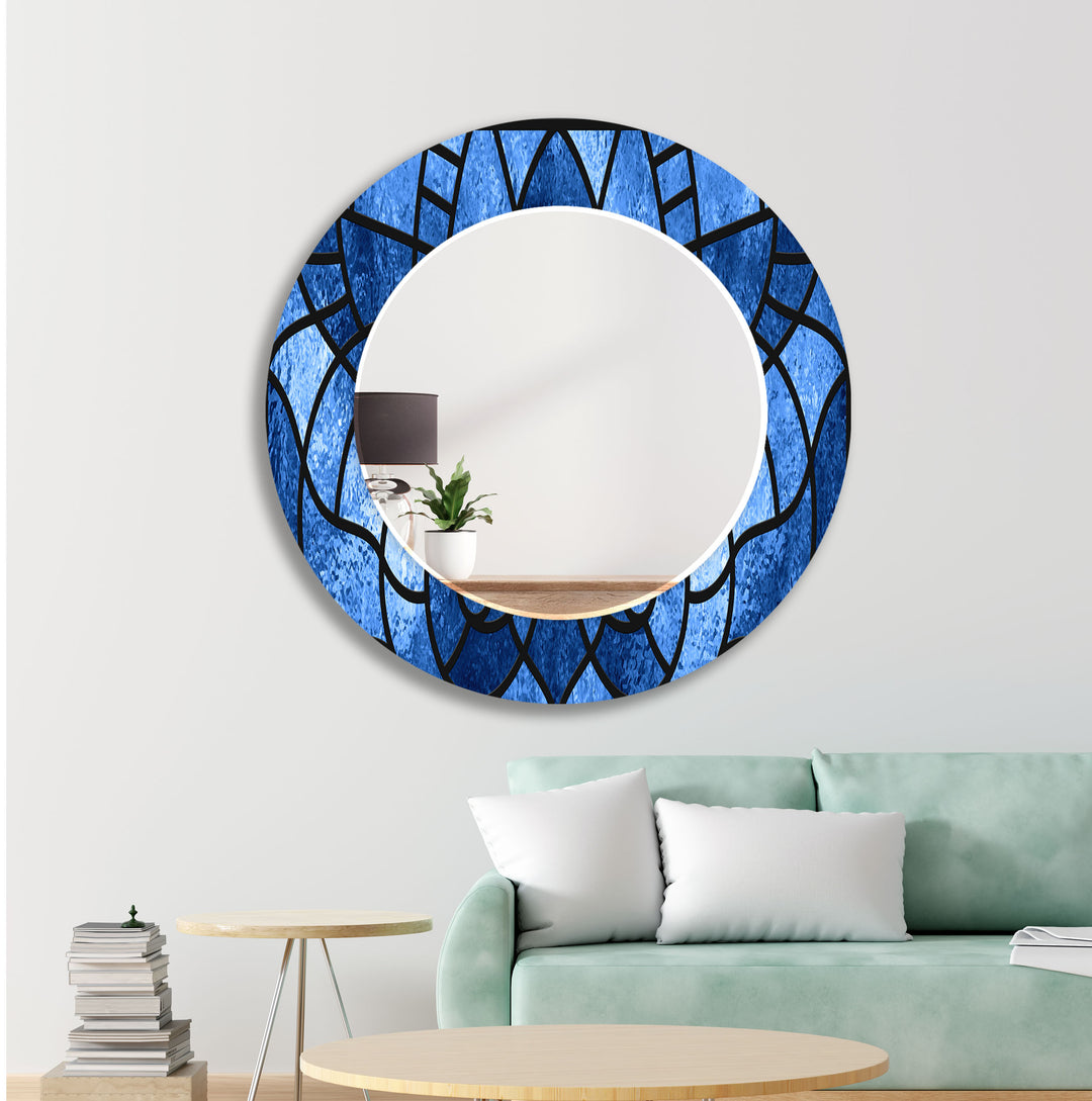 Navy Blue Stained Wall Mirrors  Stained Glass Mirror
