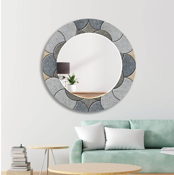 Grey Circles Details Wall Mirror Bathroom Wall Mirror
