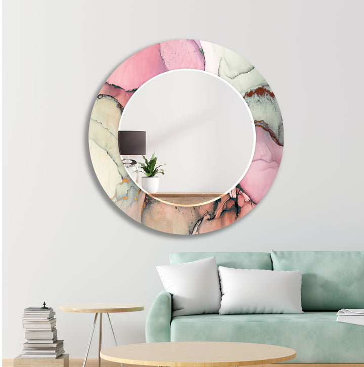 Pink Abstract Wall Mirror Wood Mirror
