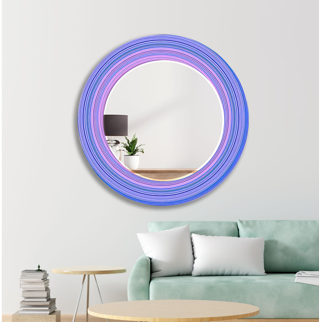 Light Purple Round Wall Mirror Entryway Wall Mirror
