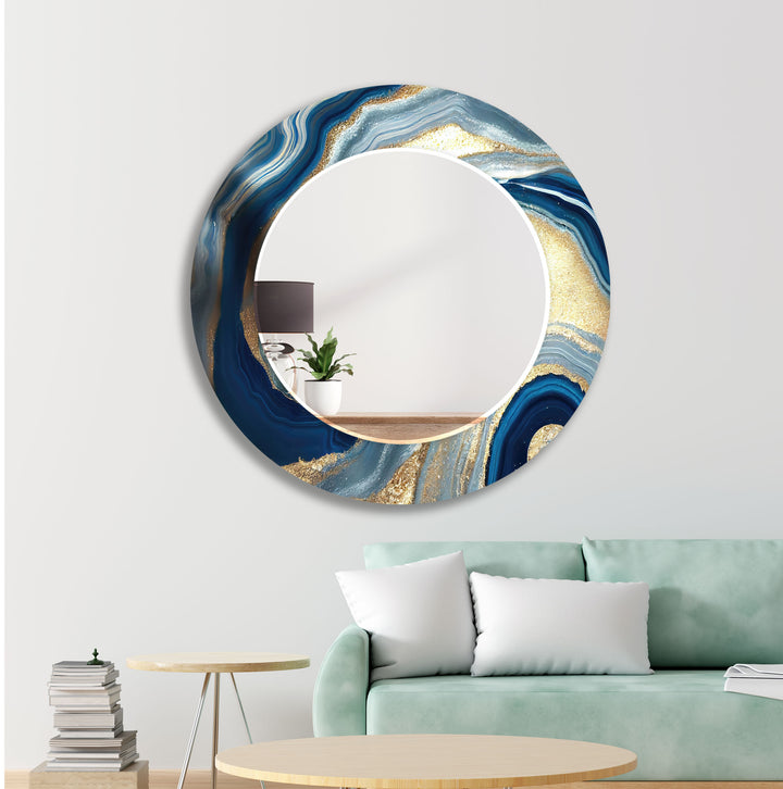 Blue Epoxy Wall Mirror Entryway Mirror
