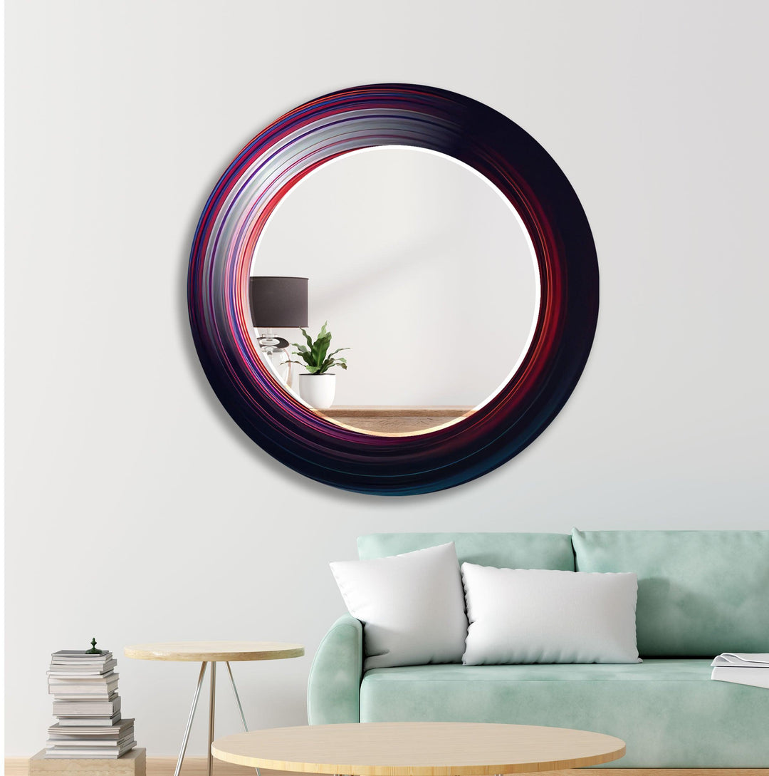 Red Silver Round Wall Mirror biggest wall mirror
