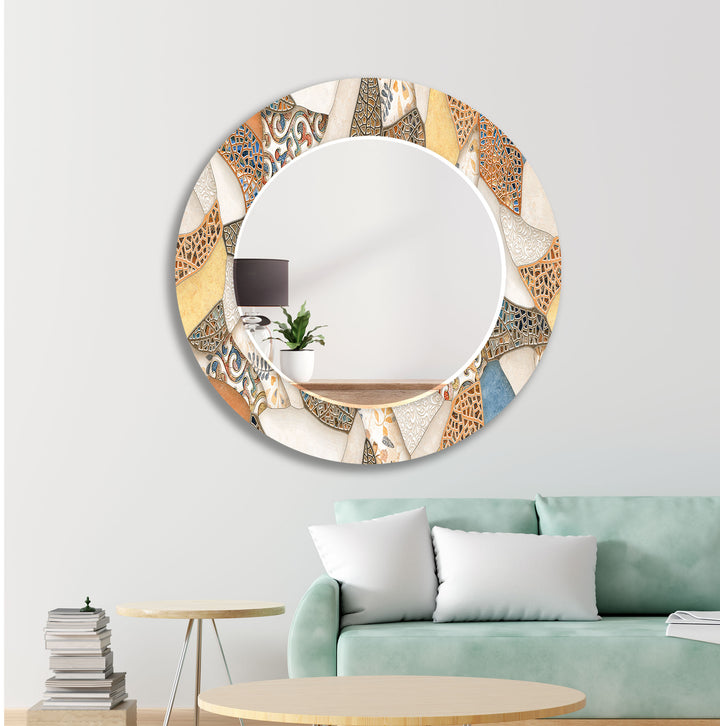 Mosaic Beige & Orange Wall Mirrors large living room mirror
