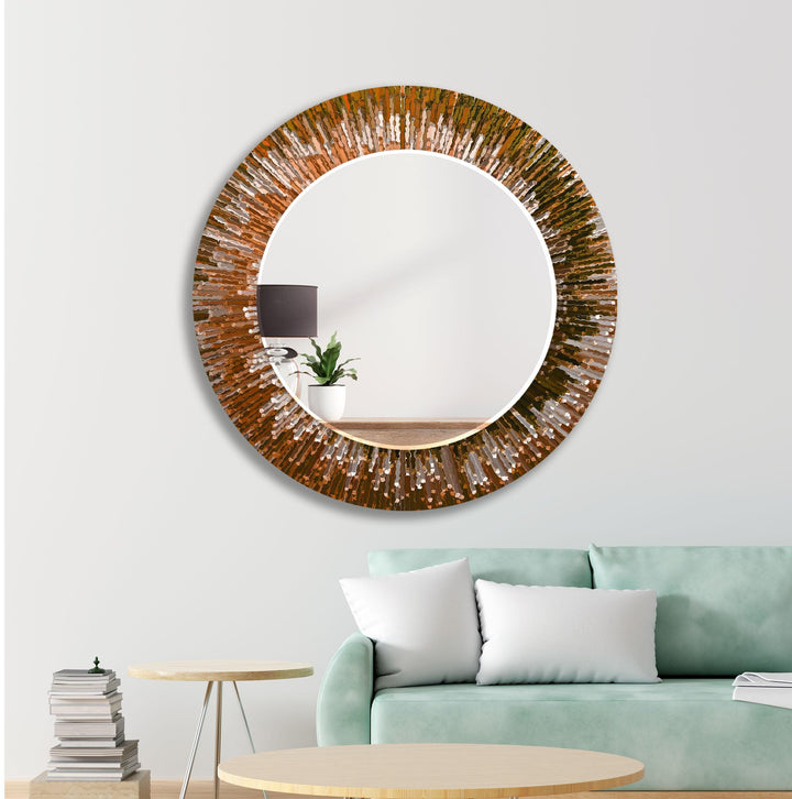 Brown Splash Wall Mirror Square Wall Mirror
