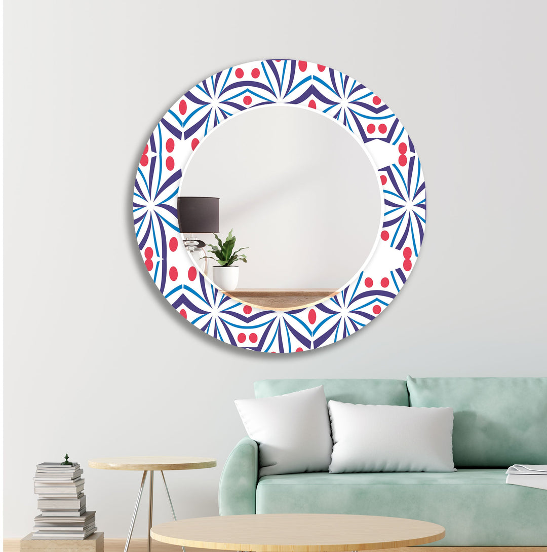 Red and Blue Mandala Wall Mirror Mosaic Wall Mirror
