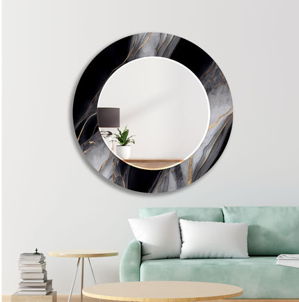 Black Gray Marble Wall Mirror