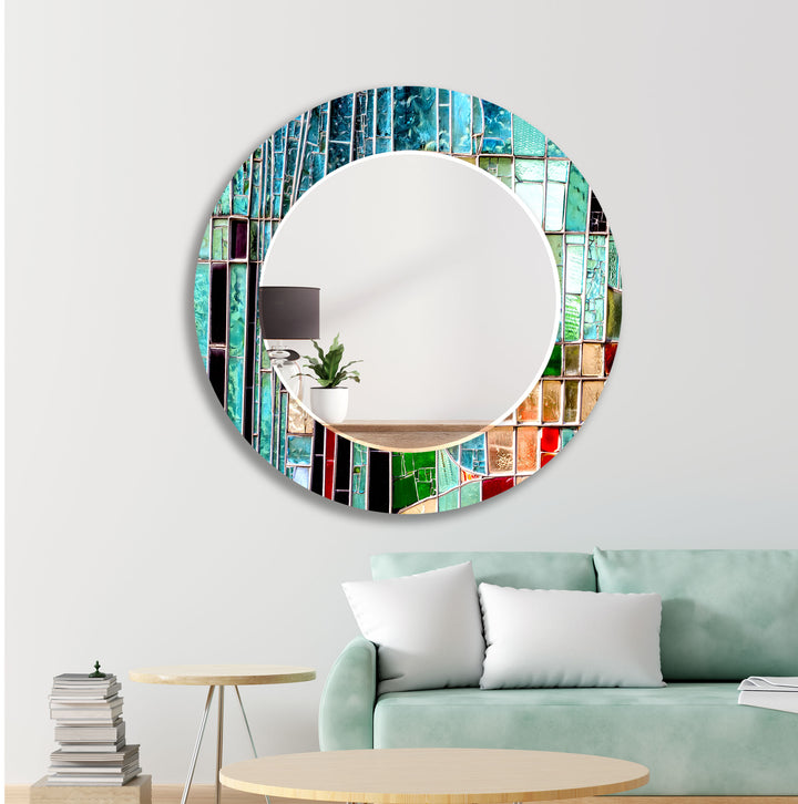 Stained Light Blue Wall Mirror big wall mirror
