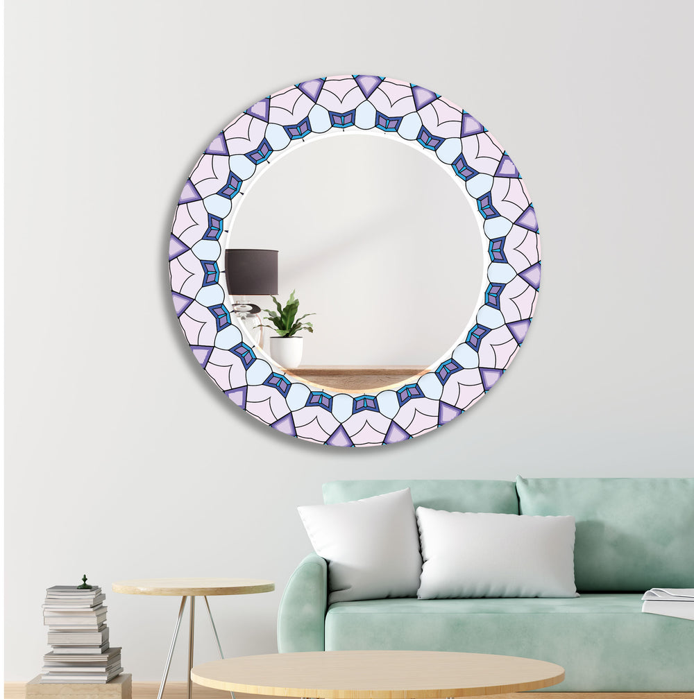 Mandala Purple Pink  Wall Mirror Black Wall Mirror
