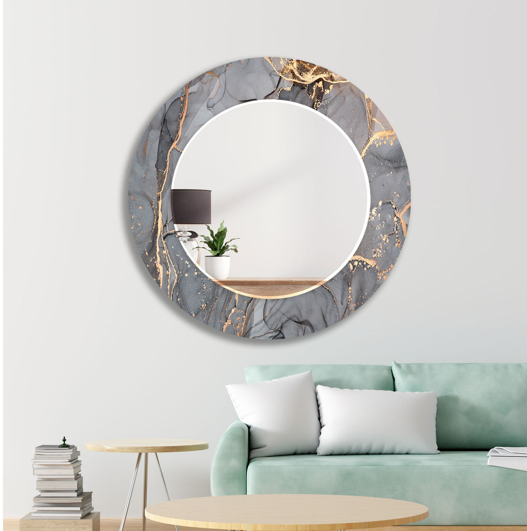 Bronze & Grey Marble Wall Mirror Stained Glass Wall Mirror
