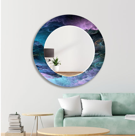 Abstract Tempered Glass Wall Mirror