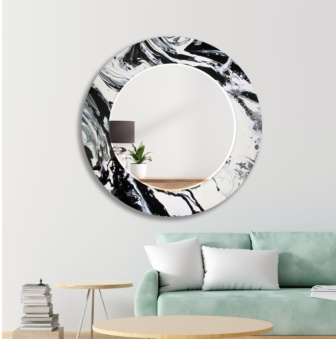 Modern Black & White Marble Wall Mirror big wall mirror
