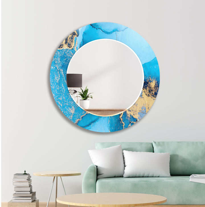 Light Blue & Gold Wall Mirror dining room mirror
