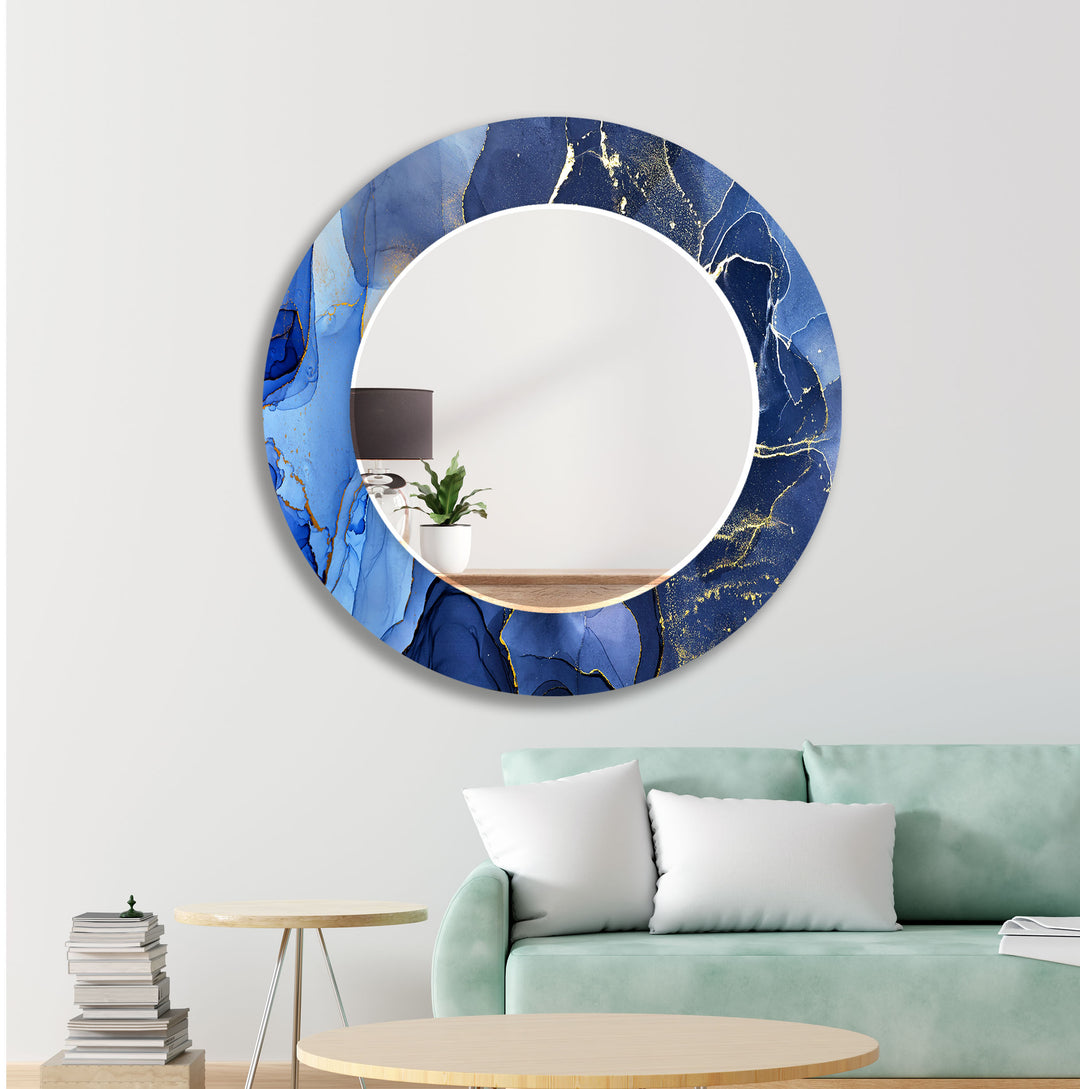 Blue & White Wall Mirror gold frame mirror
