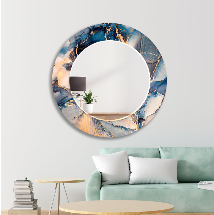 Blue & Silver Abstract Wall Mirror Gold Wall Mirror
