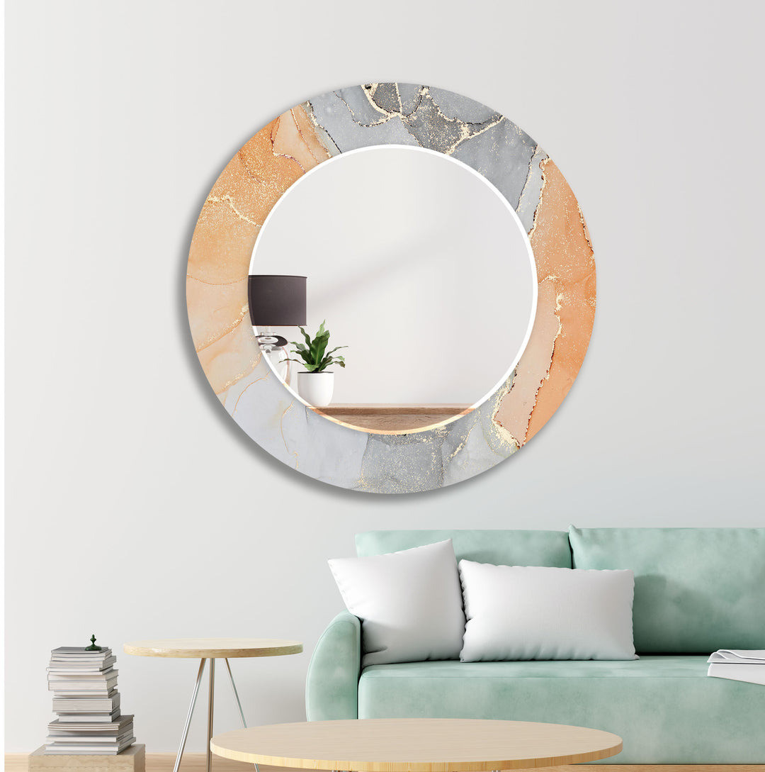 Orange & Grey Abstract Wall Mirror black frame mirror
