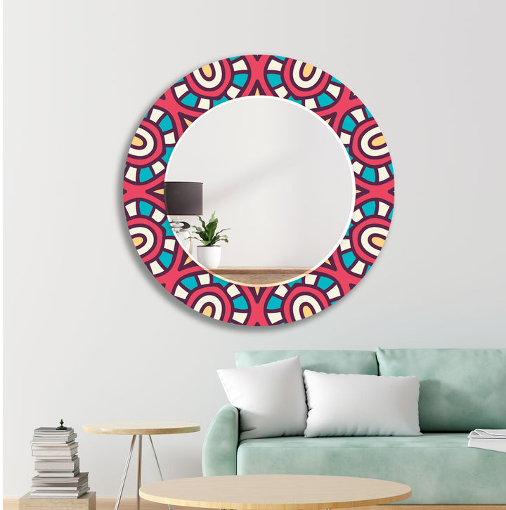 Pink Mandala Design Abstract Wall Mirror Entryway Wall Mirror
