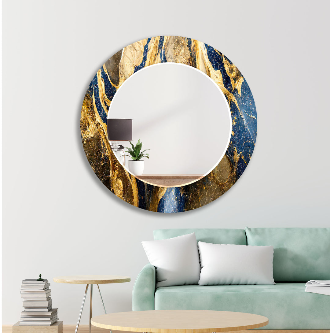 Brown & Gold Marble Wall Mirror mirror with frame
