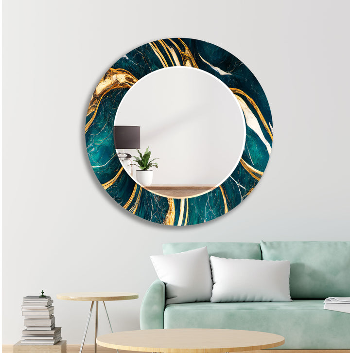 Dark Green & Gold Wall Mirror Stained Glass Wall Mirror
