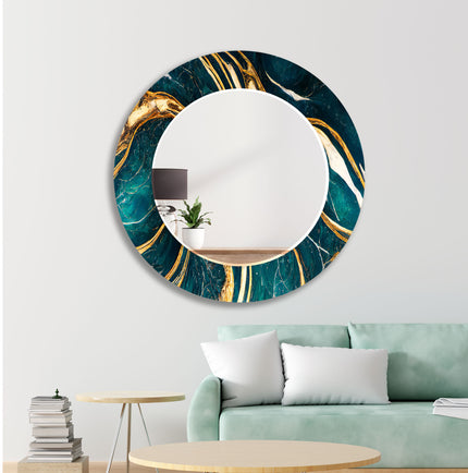 Abstract Tempered Glass Wall Mirror