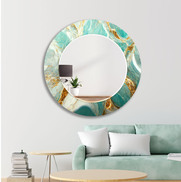 Green & White Golden Wall Mirror Small Wall Mirror
