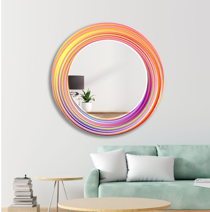 Orange Circle Round Wall Mirror Bedroom Mirror
