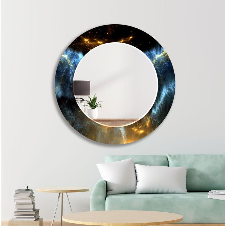 Orange and Black Space Wall Mirror Abstract Mirror
