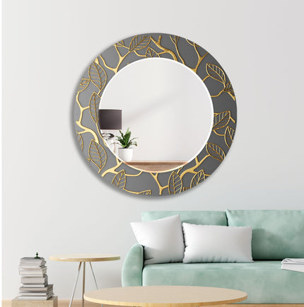 Abstract Tempered Glass Wall Mirror