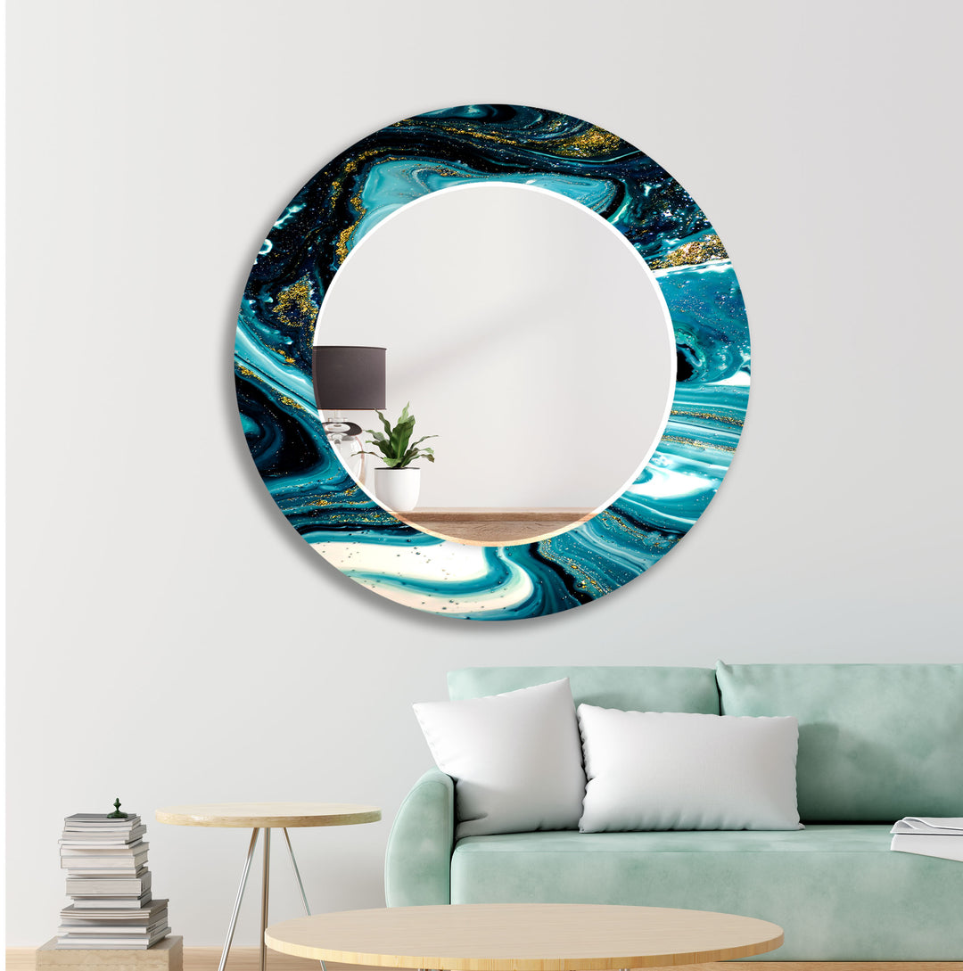 Blue and Gold Marble Wall Mirrors Modern Wall Mirror
