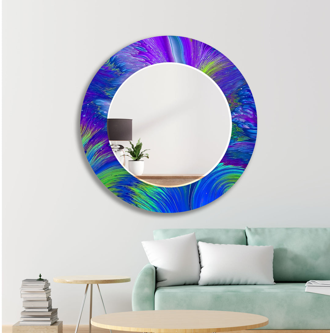 Abstract Purple and Green Wall Mirrors Round Mirror
