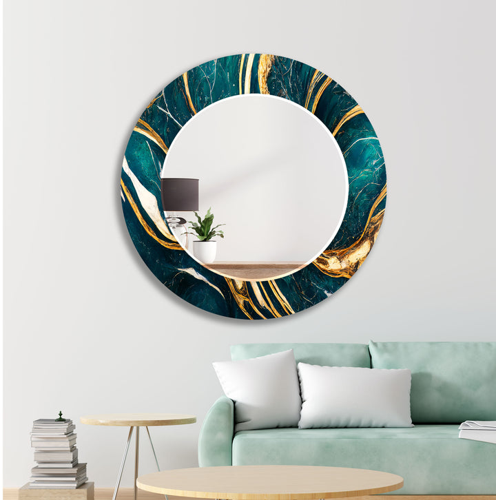 Abstract Green and Gold Wall Mirrors Square Wall Mirror
