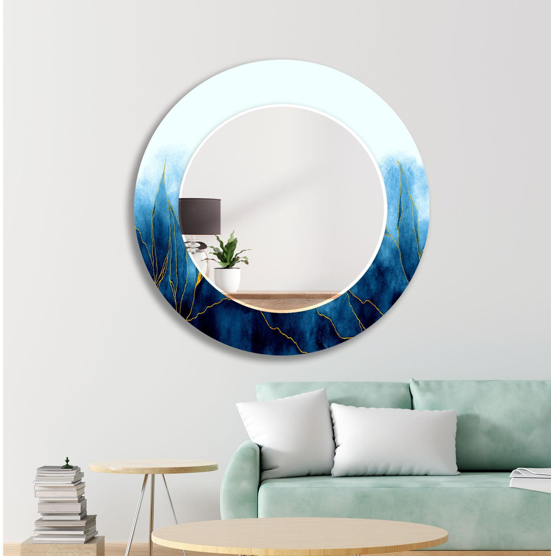 Blue White Wall Mirrors Living Room Mirror
