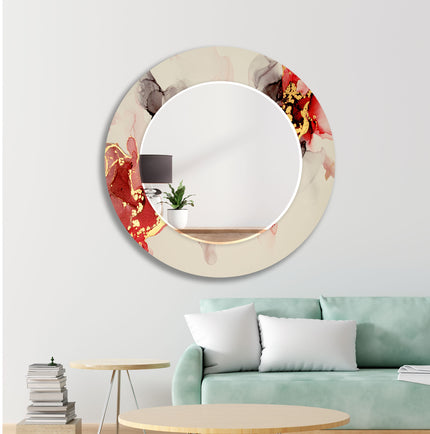 Abstract Tempered Glass Wall Mirror