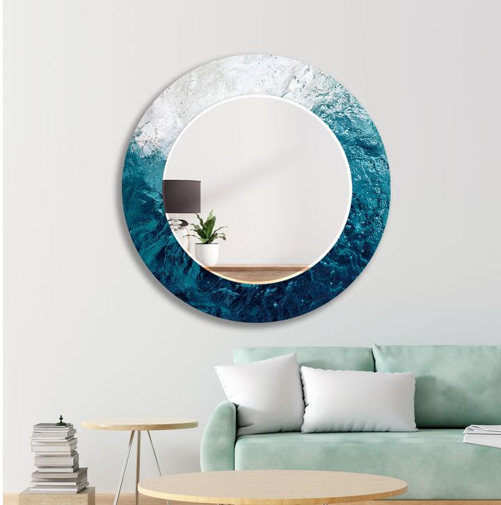 Blue Sea Waves Wall Mirror mirrors in black
