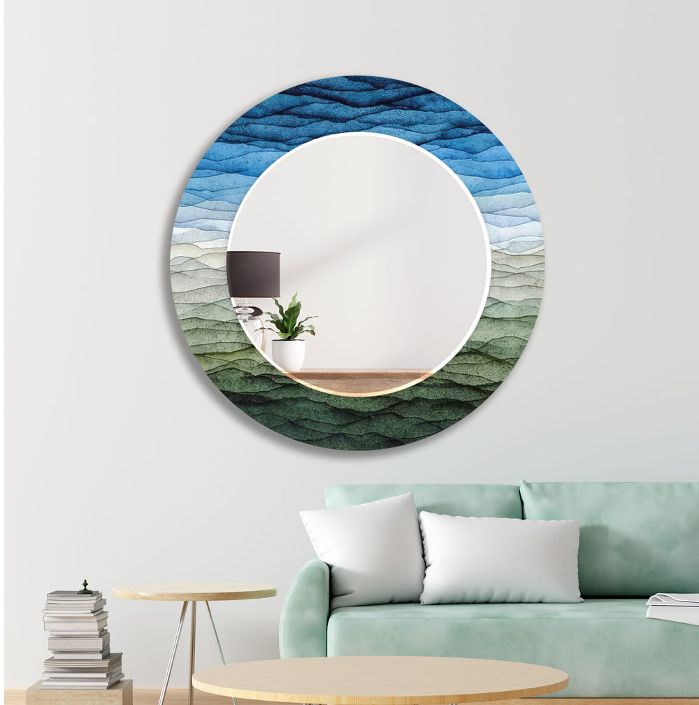 Blue & Green Waves Wall Mirror big mirror
