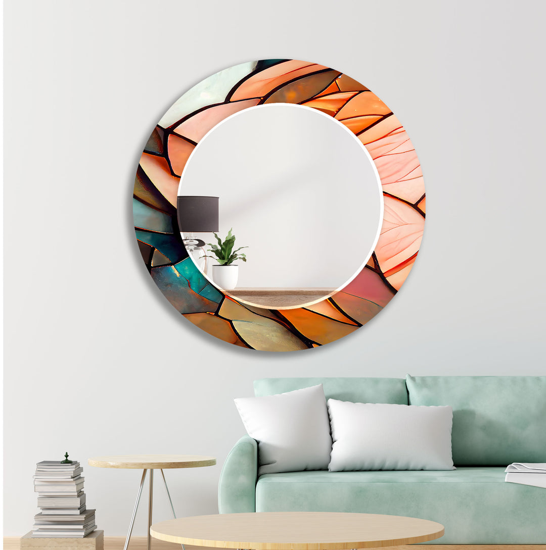 Pastel Colors Stained Wall Mirror Wood Mirror
