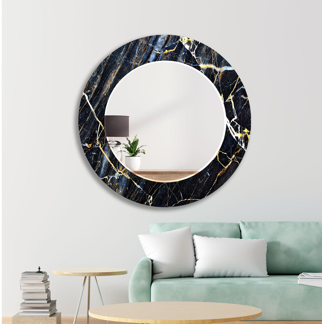 Dark Blue Marble Patterned Wall Mirror Dining Room Mirror
