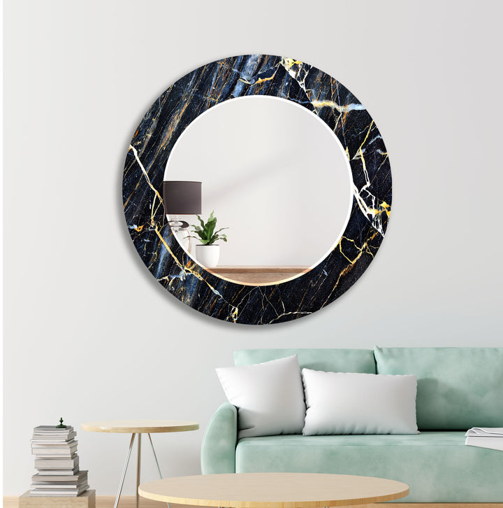 Dark Blue Marble Patterned Wall Mirror Dining Room Mirror
