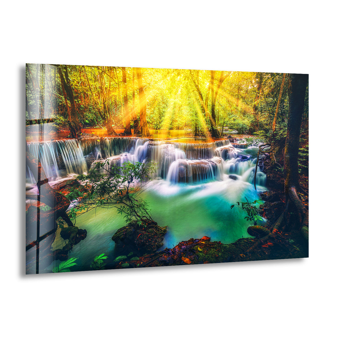 Waterfall Nature Glass Wall Art glass pictures for Wall, glass prints wall art