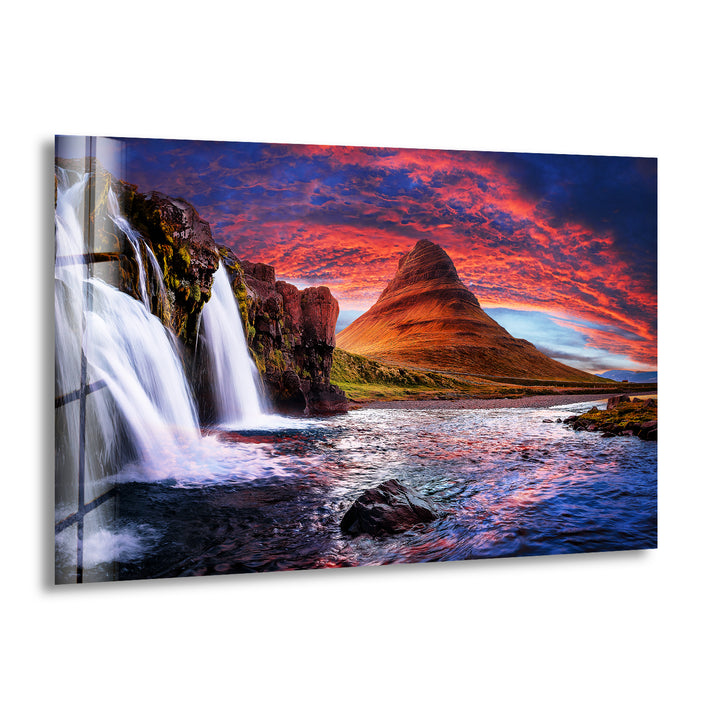 Kirkjufell Mountain Glass Wall Art custom glass pictures, glass art prints