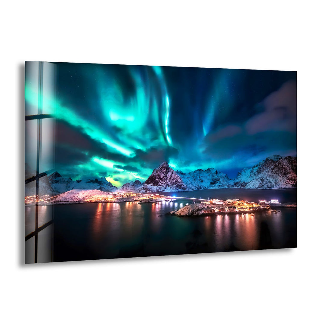 Northen Blue Lights Glass Wall Art Glass Printing Wall Art, Print photos on glass