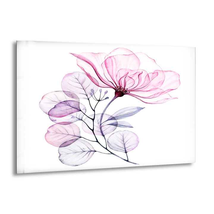 Pink Floral Watercolor Glass Wall Art, print picture on glass, Tempered Glass Wall Art