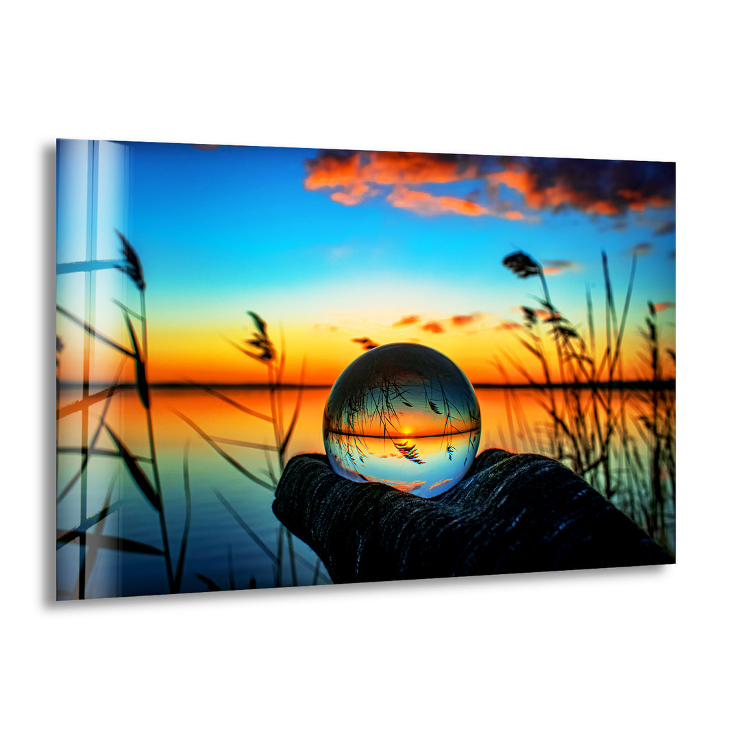 Sunset Ball Unsplash Glass Wall Art large glass photo prints, glass wall photos