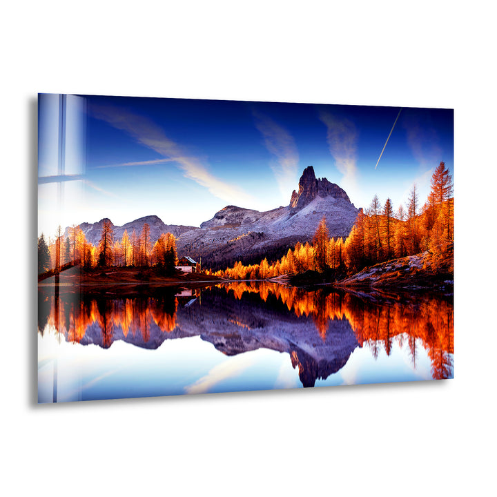 Majestic Sunset Mountains Glass Wall Art  custom glass pictures, glass art prints