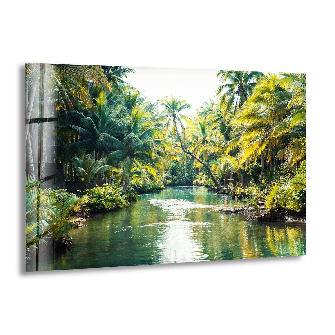 Maasin River Tropical Glass Wall Art print picture on glass, Tempered Glass Wall Art